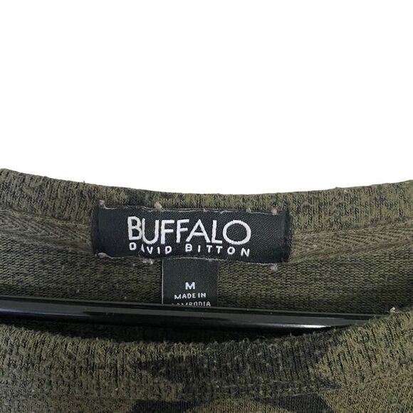 Buffalo David Bitton Green stars long sleeve crew green black pill look medium - Picture 3 of 7